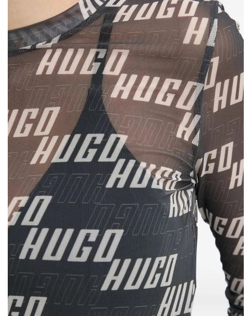HUGO Blue T-Shirt aus Mesh mit Logo-Print
