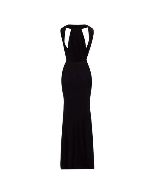 Elie Saab Black Halter-Neck Draped Maxi Dress