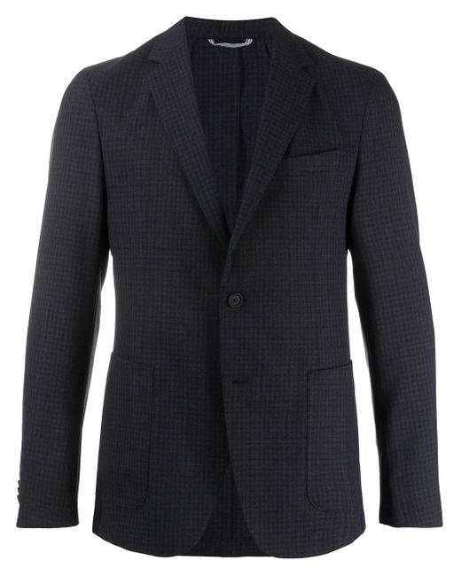 Boss Blue Checked Single-Breasted Blazer for men