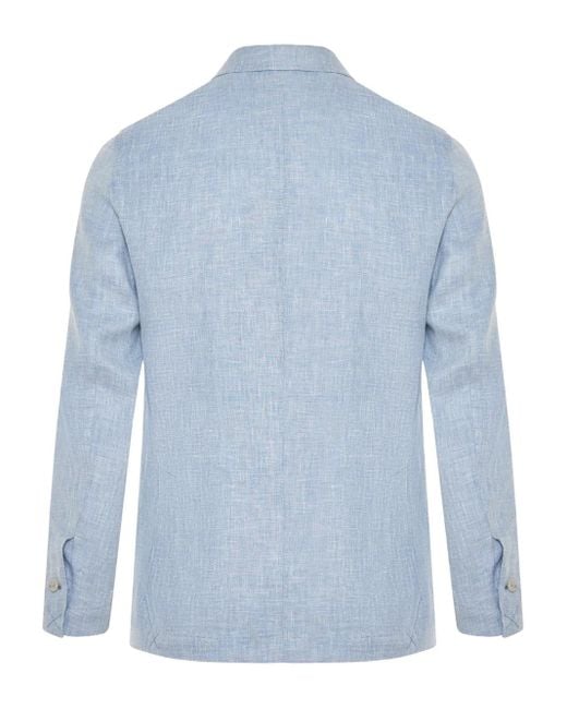 Barba Napoli Blue Single-Breasted Blazer for men