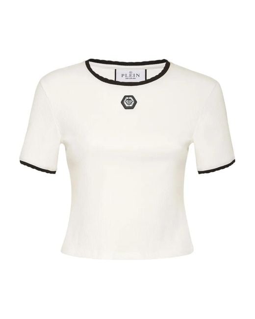 Philipp Plein White Logo-Patch T-Shirt