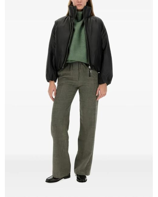 Alysi Black High-Neck Balloon-Sleeve Jacket