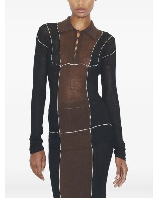 Tory Burch Black Colour-Block Polo Top