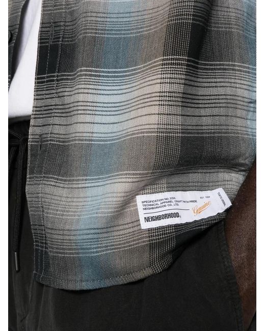 Neighborhood Gray Check-Pattern Long-Sleeve Shirt for men