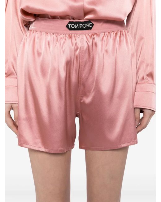 Tom Ford Pink Logo-Patch Shorts
