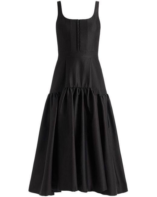 Alice + Olivia Mouwloze Midi-jurk in het Black