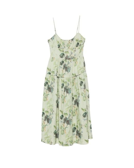 Doen Green Benoit Floral-Print Midi Dress