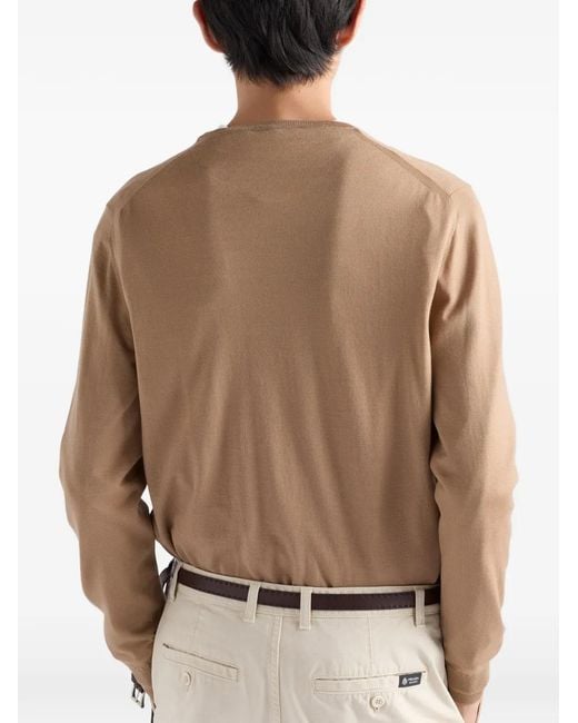 Prada Natural Superfine Wool Crew-Neck Sweater for men