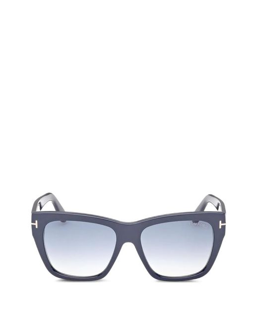 Tom Ford Gray Flynn Rectangle-Frame Sunglasses