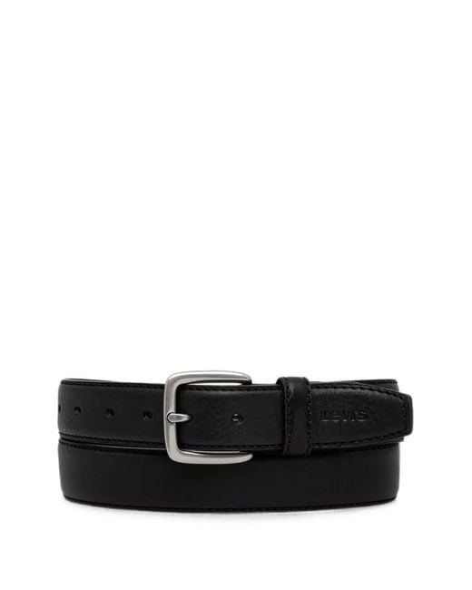 Levi's Black Finn Feather Edge Logo-Embossed Leather Belt for men