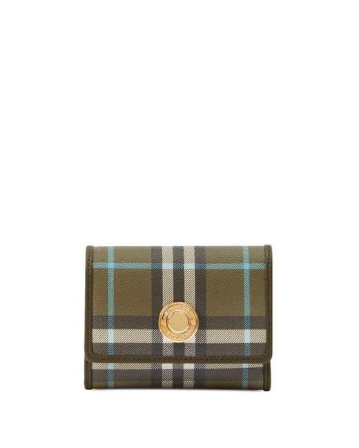 burberry wallet women new Vintage Check & Grainy Leather Folding Wallet