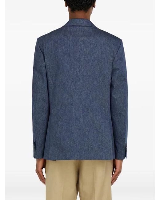 Ferragamo Blue Single Breasted Denim Blazer for men