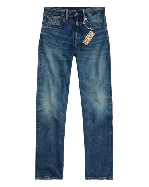 RRL Blue Logo-Embroidered Jeans