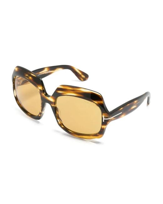 Tom Ford Natural Tortoiseshell-Effect Oversize-Frame Sunglasses