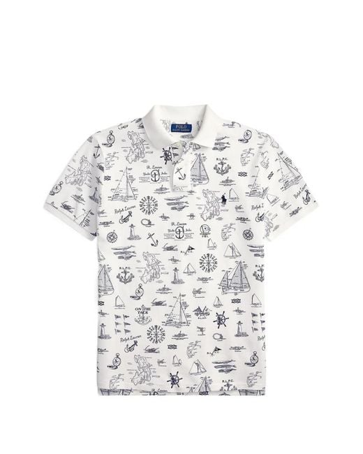 Polo Ralph Lauren White Custom Slim Fit Nautical Mesh Polo Shirt for men