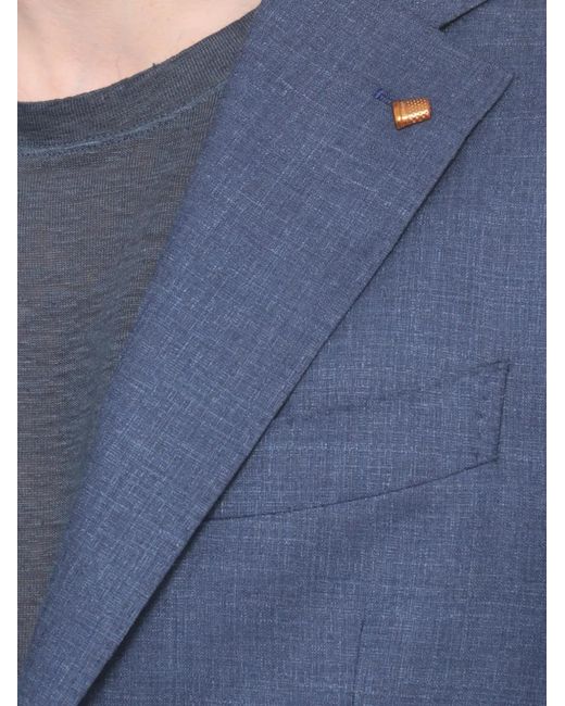 Latorre Blue Pin-Detail Single-Breasted Blazer for men