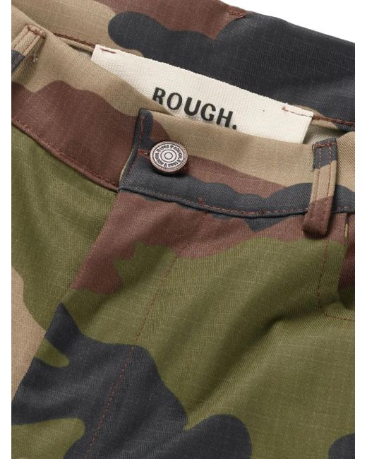 ROUGH Brown Camouflage-Pattern Cargo-Pockets Shorts