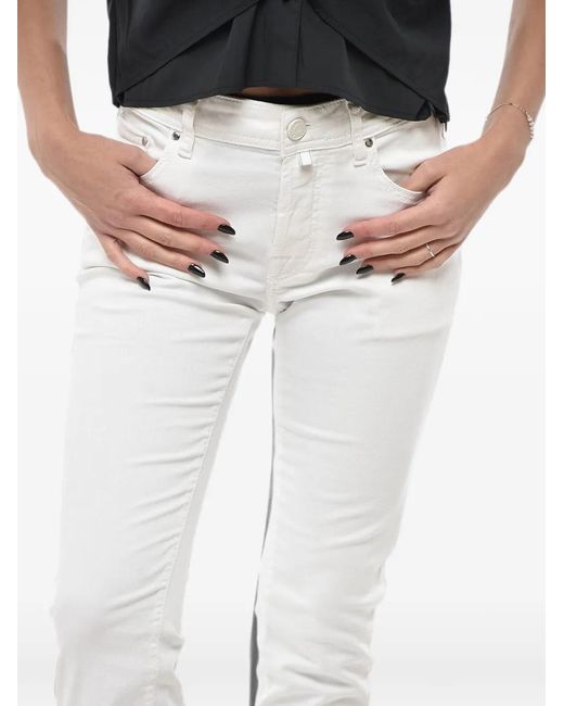 Jacob Cohen White Patch-Detail Straight-Leg Jeans