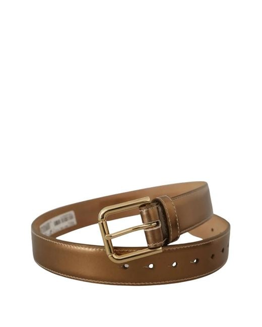 Dolce & Gabbana Brown Logo-Engraved Buckle Belt
