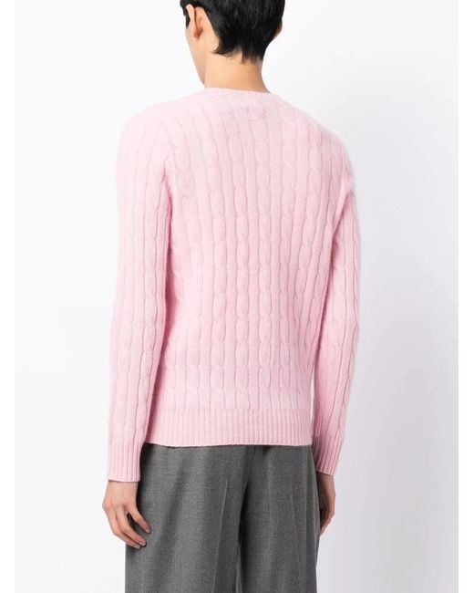 Polo Ralph Lauren Pink Long-Sleeved Cable-Knit Jumper for men