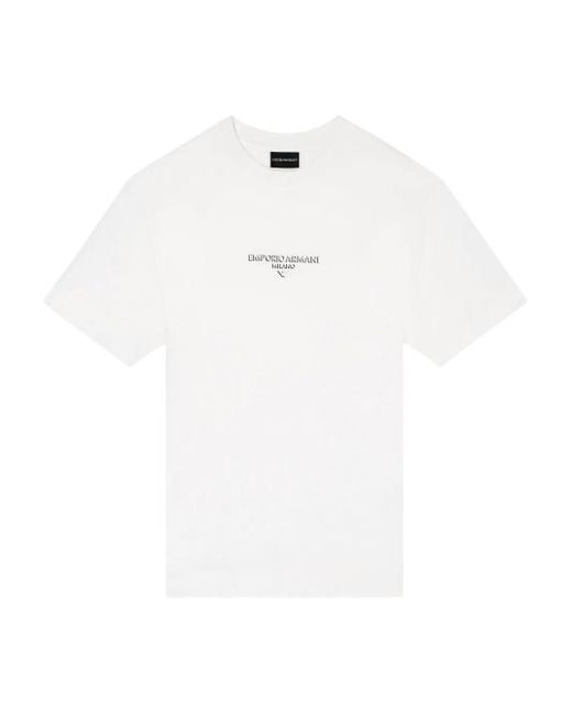 Emporio Armani White Logo-Embroidered T-Shirt for men