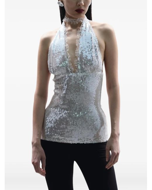 Top Pixie Con Lentejuelas MANURI de color White