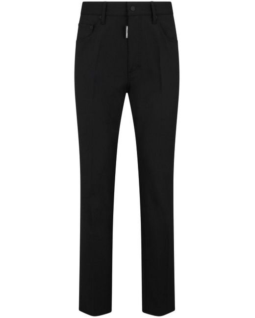 DSquared² Black Tapered Wool Blend Trousers for men