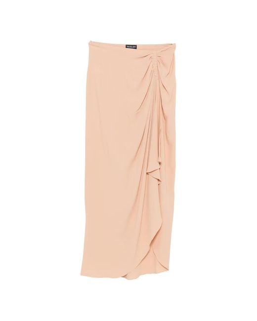 Mugler White Draped Button-Detail Skirt