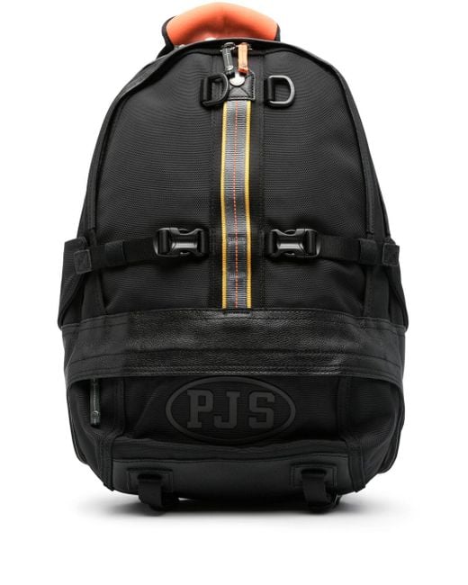 Parajumpers Black Hubbard Leather-trim Backpack