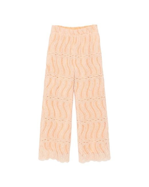 Raquel Diniz White Sofia Lace Scalloped-Hem Palazzo Pants