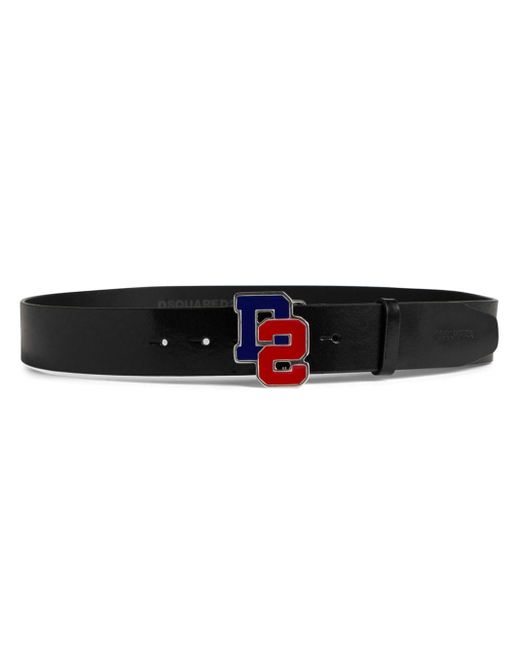 DSquared² Black Logo-buckle Leather Belt for men