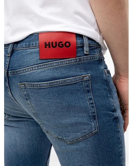 HUGO Blue Jean À Effet Usé Et Écusson À Logo for men