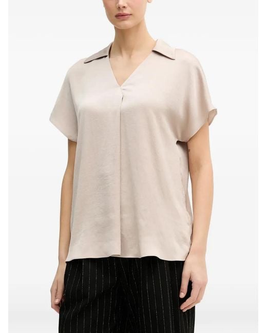 Joseph Ribkoff Natural Collared V-Neck Top