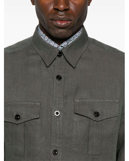 Boglioli Gray Long-sleeve Linen Shirt for men