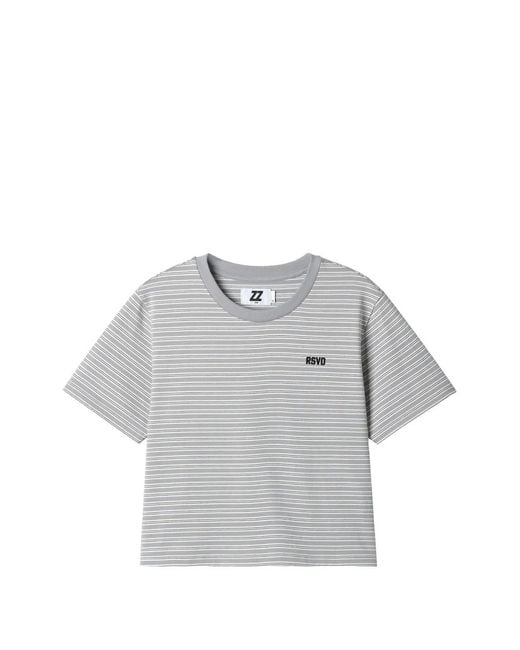 Izzue Gray Striped Round-Neck T-Shirt