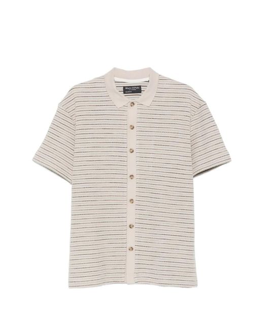 Marc O' Polo Gestreept Button-Through Overhemd in het White voor heren
