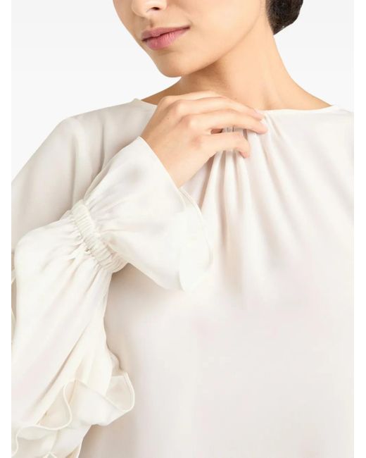 Cinq À Sept White Tiered-Ruffle Blouse