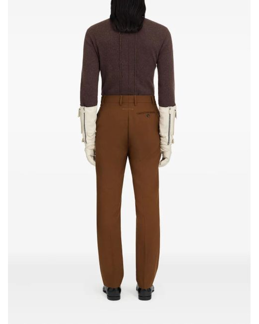 MM6 by Maison Margiela Brown Creased Wool Trousers for men
