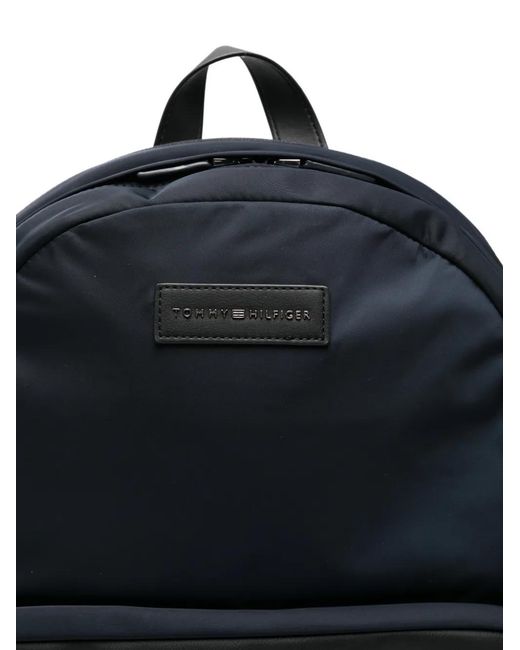Tommy Hilfiger Black Logo-Patch Backpack for men