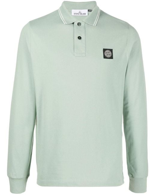 Stone Island Chest Logo-patch Detail Polo Shirt in Green for Men | Lyst