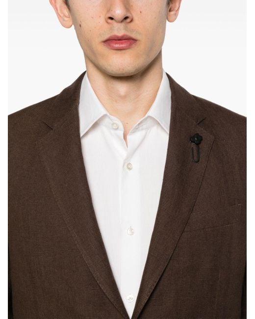 Lardini Brown Linen Single-breasted Suit for men