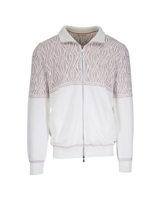 Sudadera Estampada Con Cremallera Brunello Cucinelli de hombre de color White