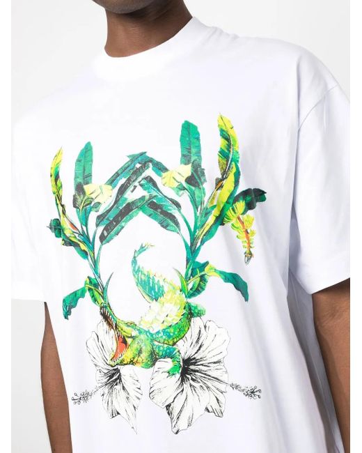 MSGM Blue Graphic-Print T-Shirt for men