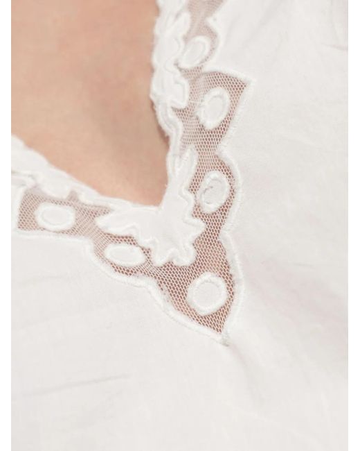 Ulla Johnson Jurk Met Pofmouwen En Borduurwerk in het White