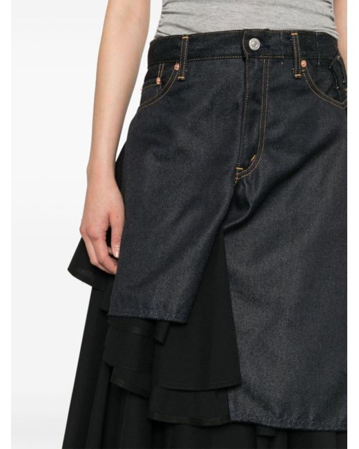 Gonna midi con ruches di Junya Watanabe in Black