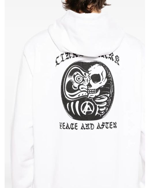 PEACE AND AFTER White Graphic Hoodie for men