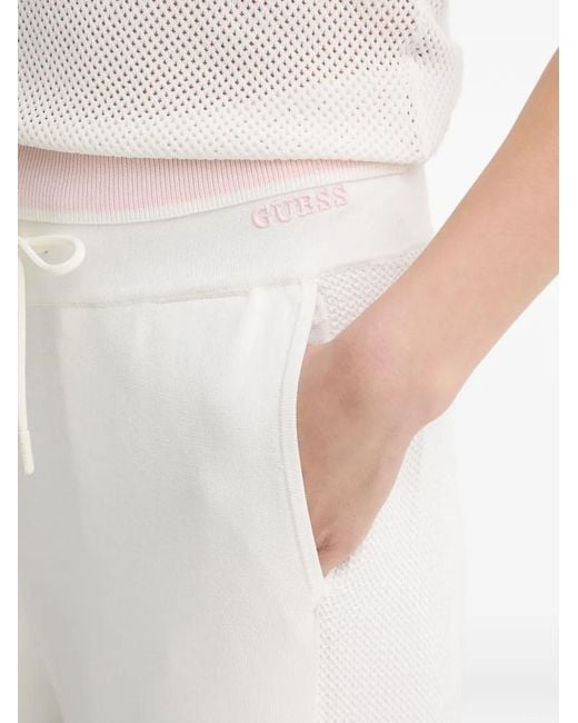 Guess White Pantalon De Jogging À Lien De Resserrage