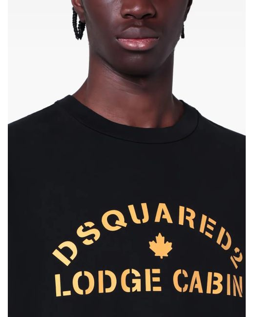 DSquared² Black Logo-Print Cotton T-Shirt for men