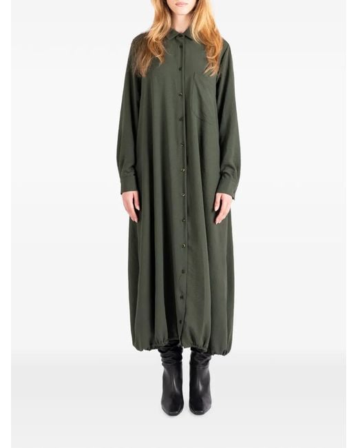 Societe Anonyme Green Le Panier Long-Sleeve Bubble-Hem Maxi Dress
