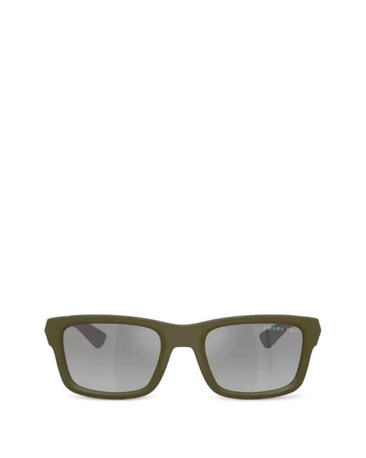 Prada Linea Rossa Gray Lunettes De Soleil Rectangulaires À Logo for men